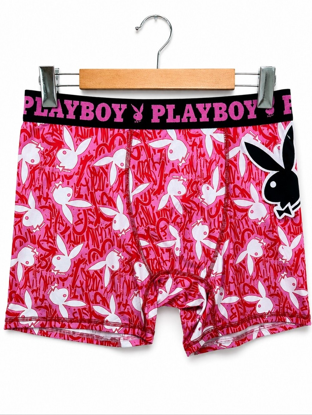Playboy Pink Bunny Print Boxer Briefs Men's XL Stretch Trunks